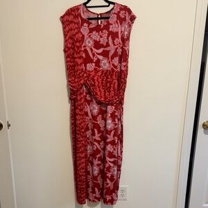 IMAN Red and Pink Floral Dress